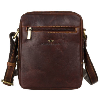 Pánská kožená crossbody taška hnědá (KT180)