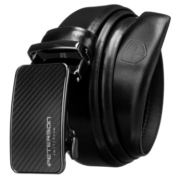 Pánský kožený automatický pásek s karbonovým dekorem (KP187)