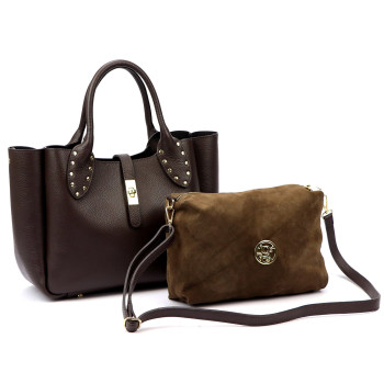 Kožená kabelka 2v1 hnědá KZ2259059